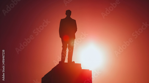 Silhouette of the monument of Mustafa Kemal Ataturk in Ulus Ankara with copy space Turkish national days or public days 19th may or 23th april or 30th august or 29th october background : Generative AI photo