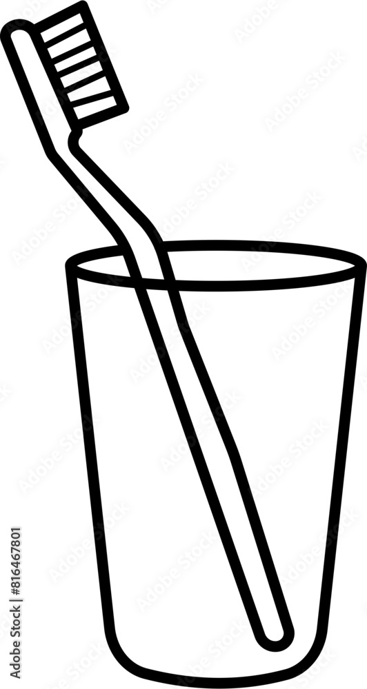 Toothbrush in cup icon vector outline Toothbrush in cup icon vector outline