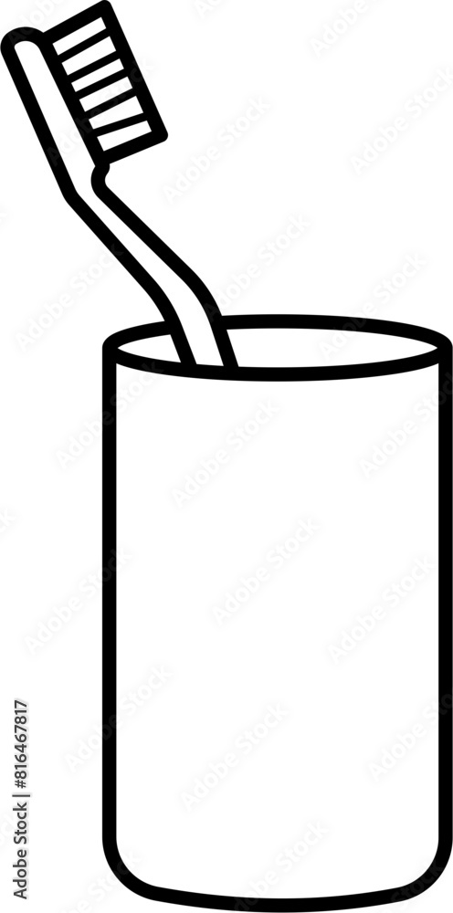 Toothbrush in cup icon vector outline Toothbrush in cup icon vector outline