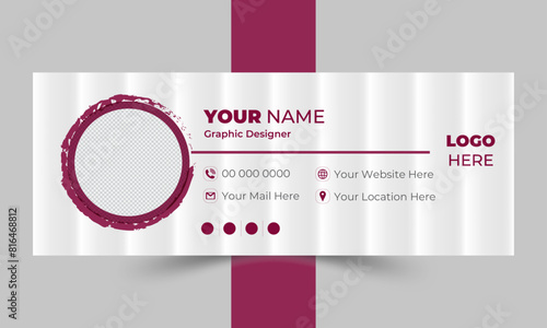 Modern and minimalist email signature or email footer template and Business email signature with an author photo place modern and minimal layout