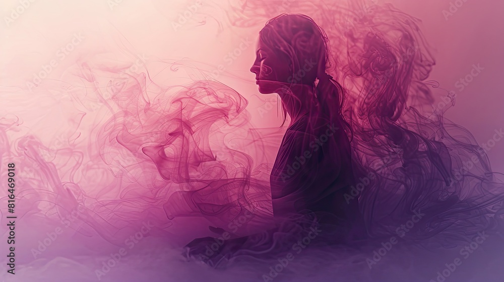 Fototapeta premium banner background of Fibromyalgia Awareness Day theme banner design for microstock, no text, and wide copy space, [A person symbolizing the anxiety often associated with fibromyalgia