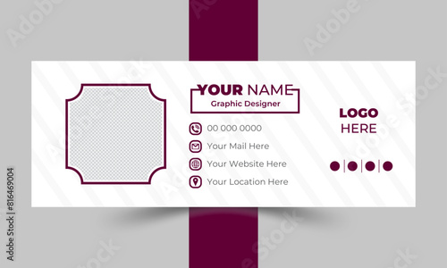 Modern and minimalist email signature or email footer template and Business email signature with an author photo place modern and minimal layout
