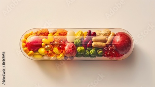A Vibrant Transparent Supplement Capsule Revealing a Colorful Blend of Whole Food Nutrients