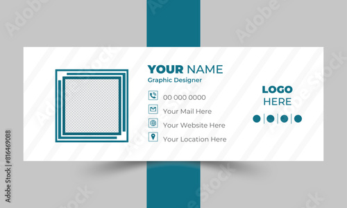 Modern and minimalist email signature or email footer template and Business email signature with an author photo place modern and minimal layout