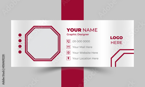 Modern and minimalist email signature or email footer template and Business email signature with an author photo place modern and minimal layout