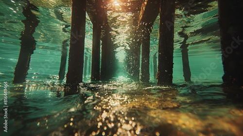 Beneath the pier in the water