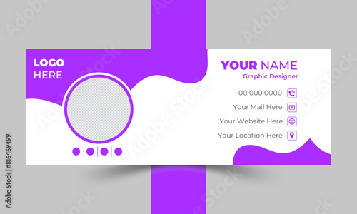 Modern and minimalist email signature or email footer template and Business email signature with an author photo place modern and minimal layout