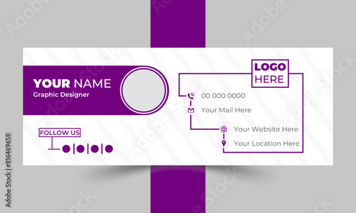 Modern and minimalist email signature or email footer template and Business email signature with an author photo place modern and minimal layout