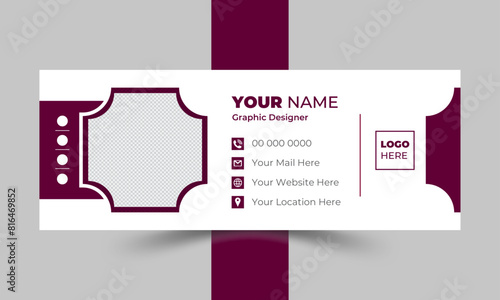 Modern and minimalist email signature or email footer template and Business email signature with an author photo place modern and minimal layout