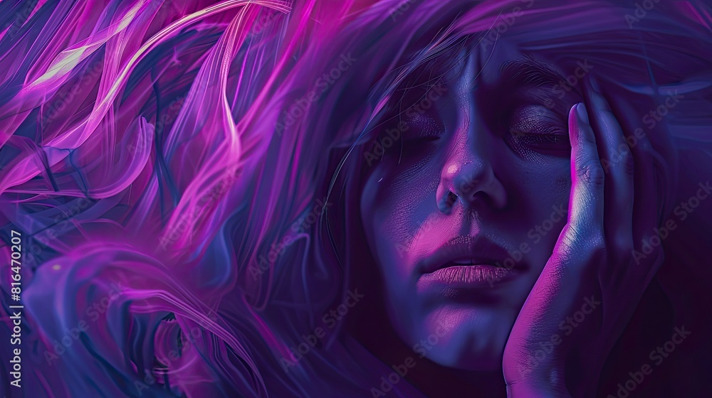banner background of Fibromyalgia Awareness Day theme banner design for microstock, no text, and wide copy space, [A person symbolizing the anxiety often associated with fibromyalgia banner background of Fibromyalgia Awareness Day theme banner design for microstock, no text, and wide copy space, [A person symbolizing the anxiety often associated with fibromyalgia