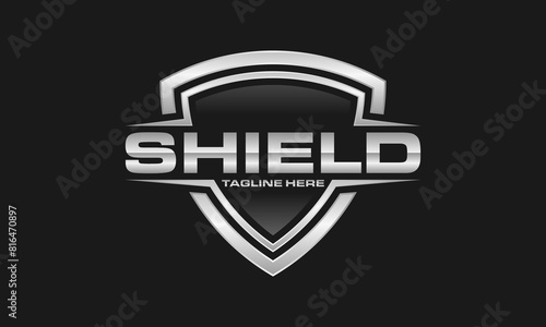 Simple Shield Strong Logo, Shield Symbol For Security Company Vector Illustration	
 photo