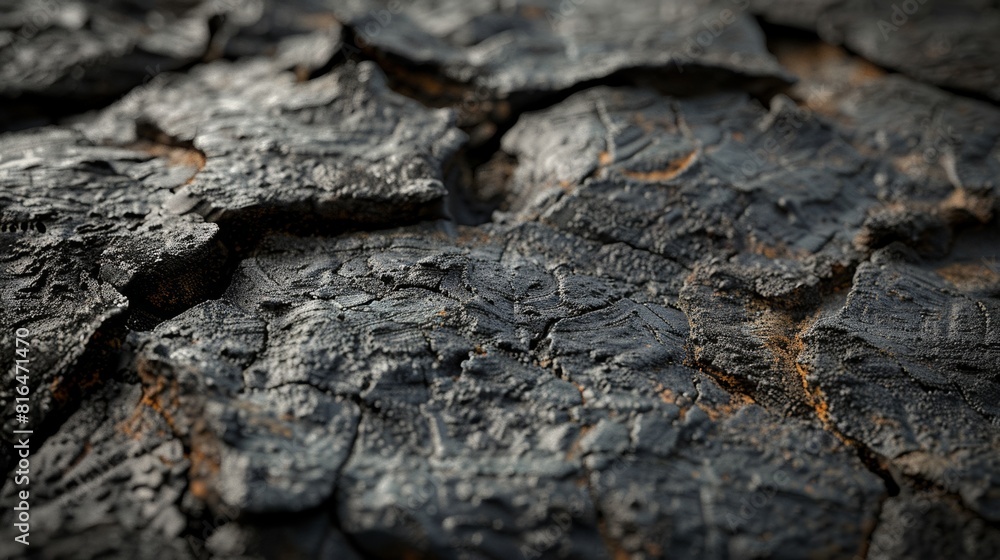 Detailed view of burnt wood surface, showcasing the intricate patterns and texture Detailed view of burnt wood surface, showcasing the intricate patterns and texture