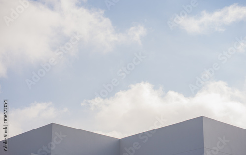 architecture and landscape concept with white building with clear sky background