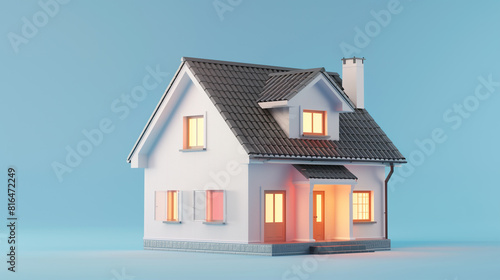 Wallpaper Mural 3D small house on blue background. 3D illustration. Torontodigital.ca