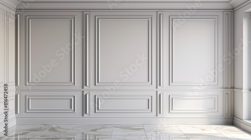 Wallpaper Mural Gray classic interior with moldings, blank wall. 3d render illustration mockup. Torontodigital.ca