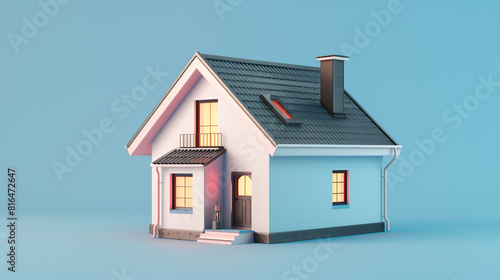 Wallpaper Mural 3D small house on blue background. 3D illustration. Torontodigital.ca