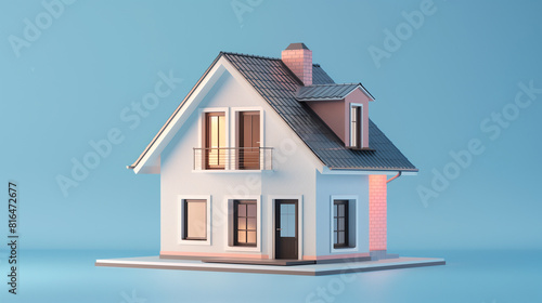 Wallpaper Mural 3D small house on blue background. 3D illustration. Torontodigital.ca