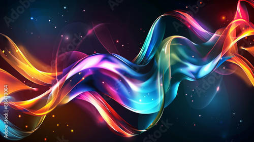 Multicolor Luminous Ribbon Background. © aekkorn