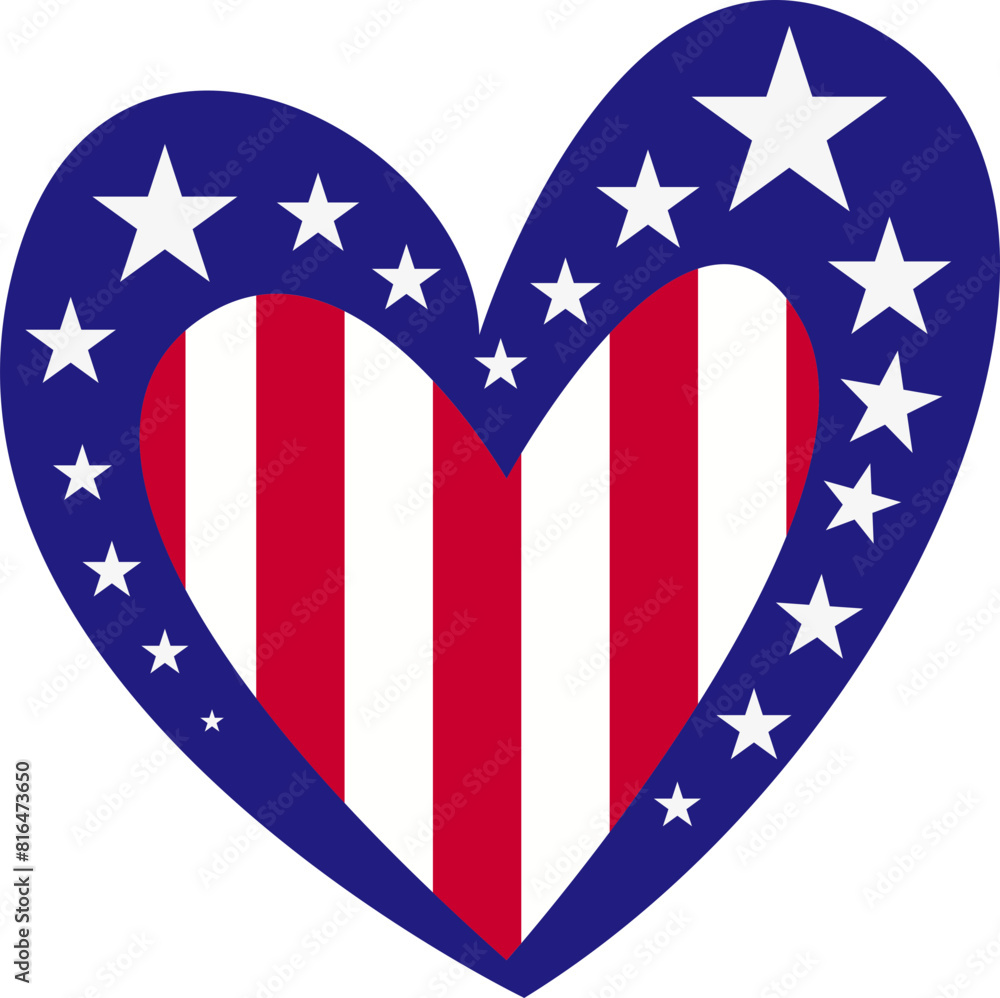 heart with american flag colors and symbol heart with american flag colors and symbol