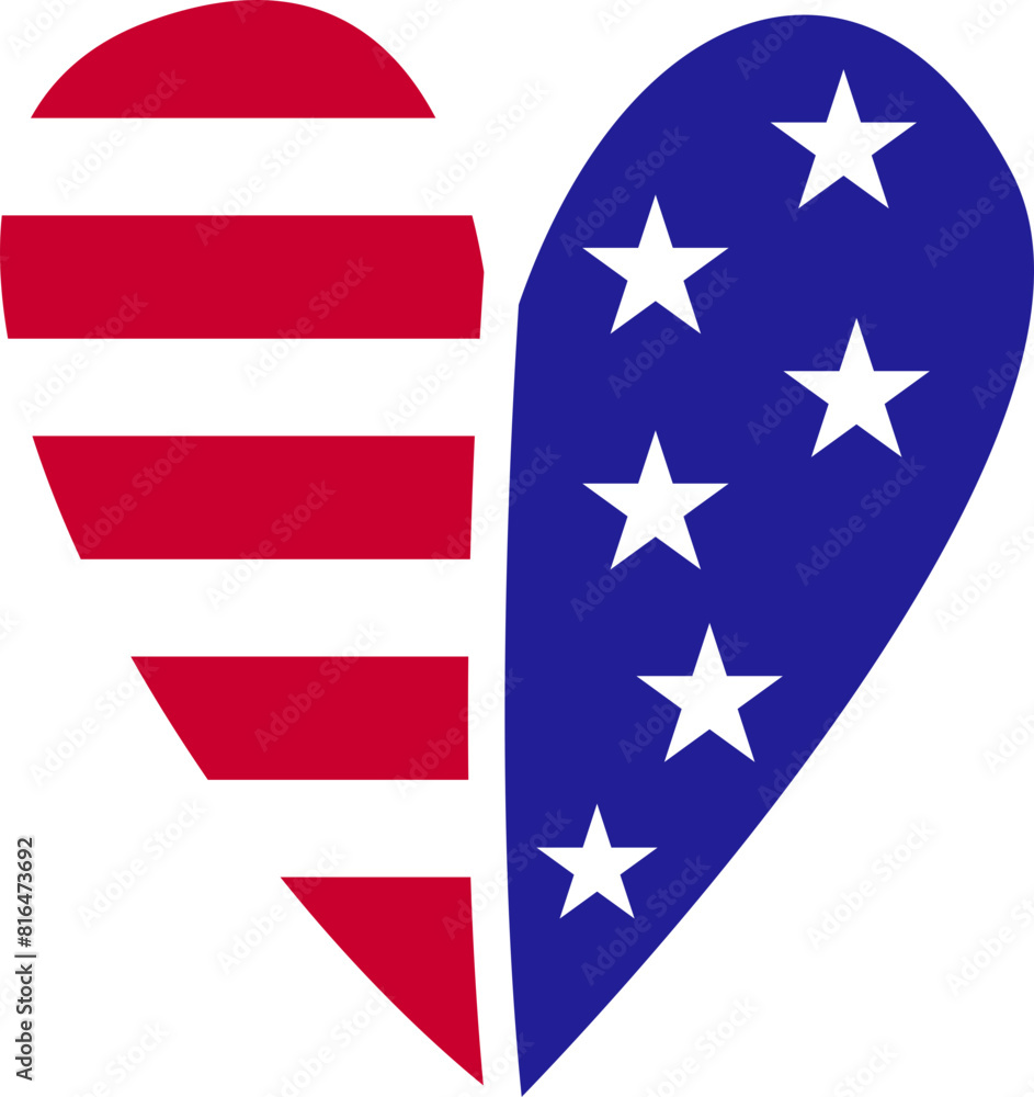 heart with american flag colors and symbol heart with american flag colors and symbol