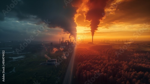 This powerful visual metaphor highlights the urgent need to shift from fossil fuels to renewable energy sources. photo