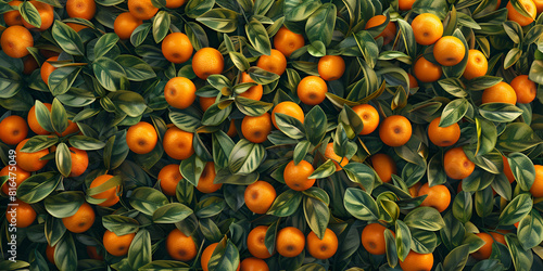 Mandarin orange background close-up natural Citrus tree with fruits in sunny March.