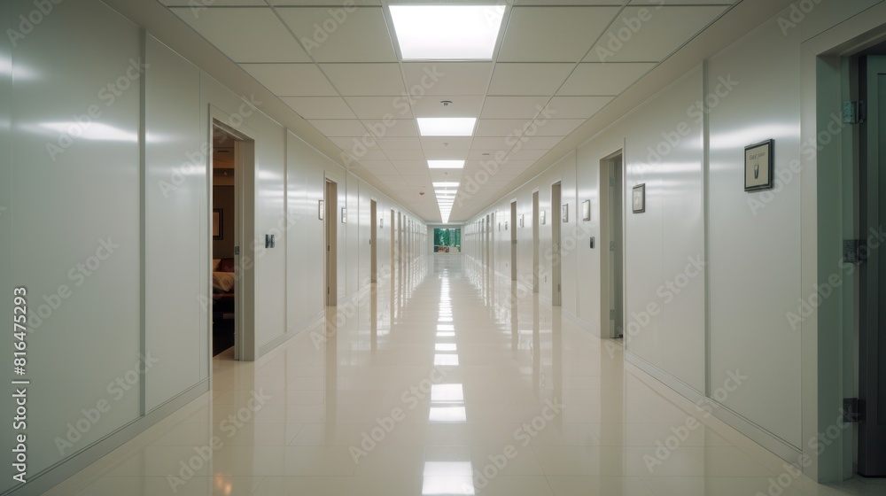 a long and clean corridor in a building.On both sides of the corridor there are brown doors and walls, giving a warm and professional impression a long and clean corridor in a building.On both sides of the corridor there are brown doors and walls, giving a warm and professional impression