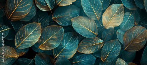 Abstract background with a wavy texture in teal and blue colors, forming geometric shapes of leaves or petals.