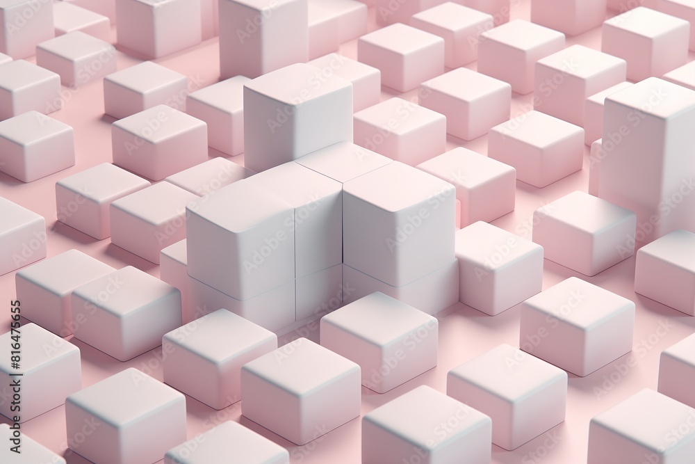 Obraz premium Pastel 3D Pink Cube Arrangement