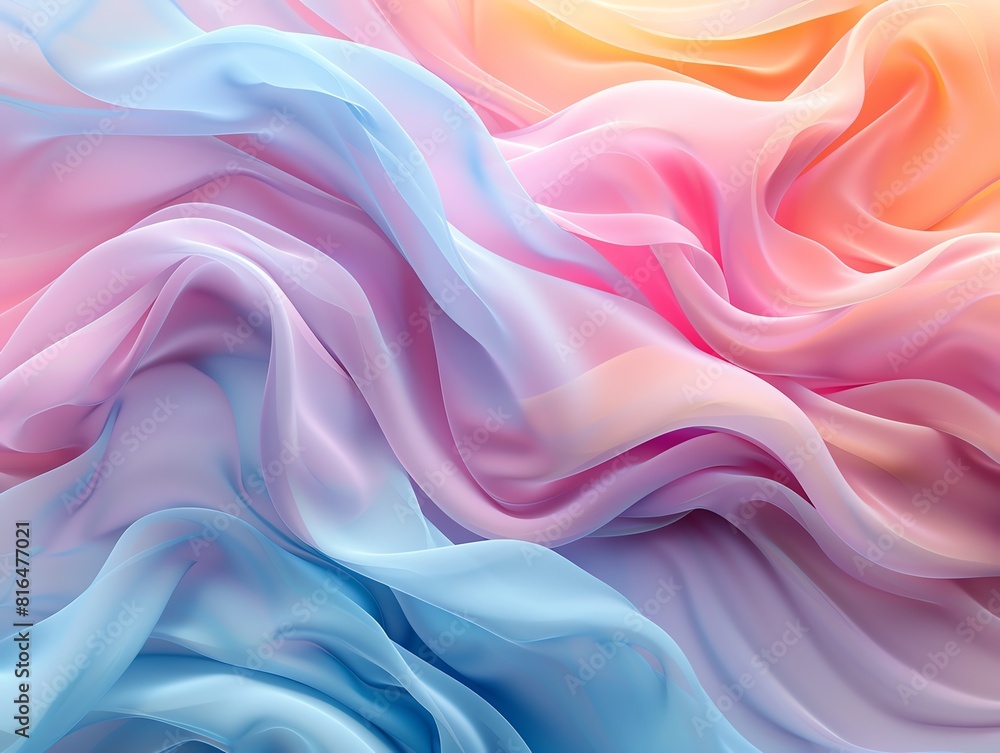 Fototapeta premium Fluid abstract shapes in pastel colors, soft gradients and gentle curves creating a calming visual effect