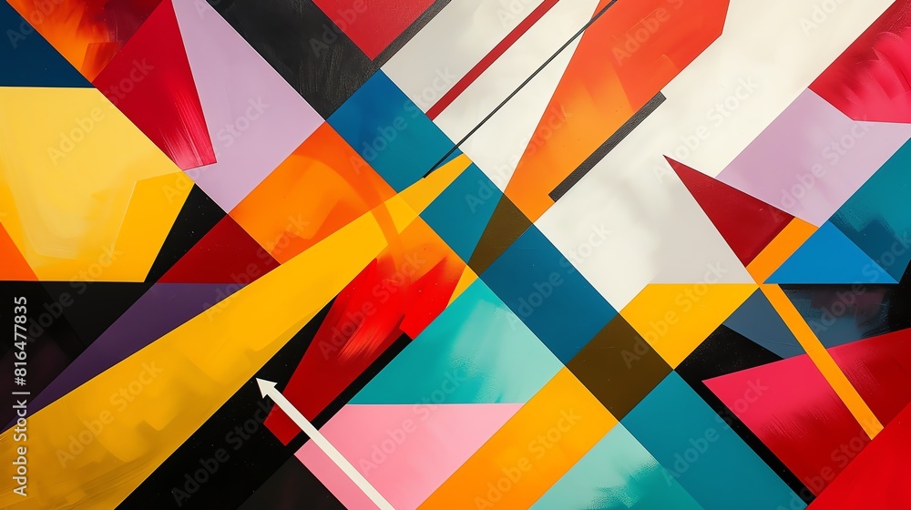Modern abstract geometric pattern, bold colors and sharp lines forming a dynamic composition Modern abstract geometric pattern, bold colors and sharp lines forming a dynamic composition