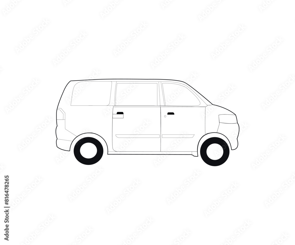 Mini bus car outline design vector illustration