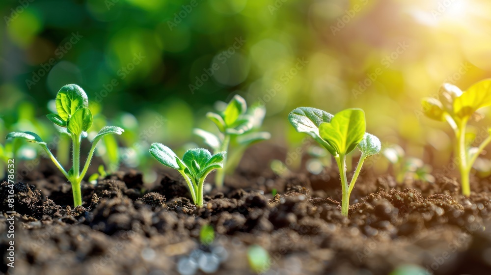 Grow Green seedlings emerging from the soil, Grow Green seedlings emerging from the soil,