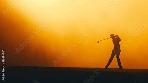 silhouette of a golfer out playing : Generative AI photo