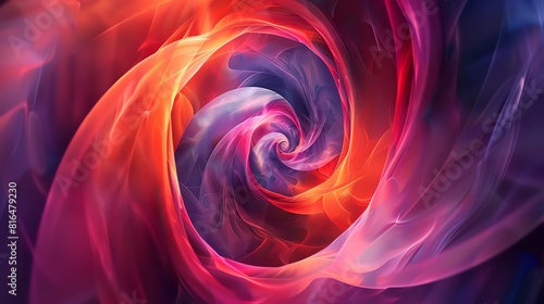 Vibrant abstract spiral, dynamic colors and flowing lines creating a hypnotic effect