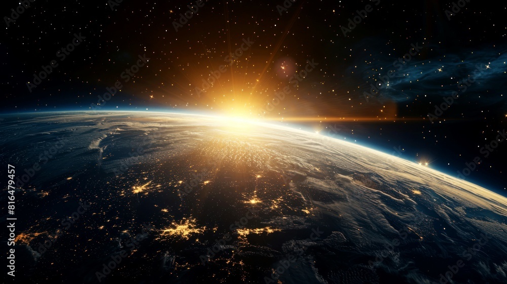 Fototapeta premium portrait of planet earth horizon in space