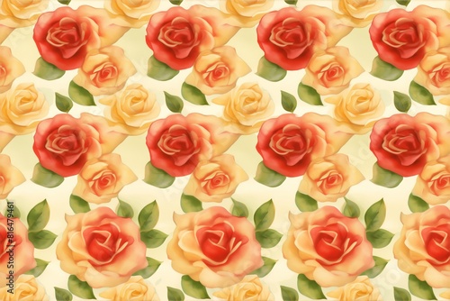 Seamless Watercolor Rose Pattern background © Paworn