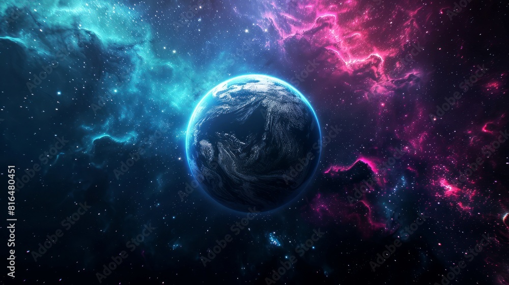 Fototapeta premium portrait of planet earth horizon in space