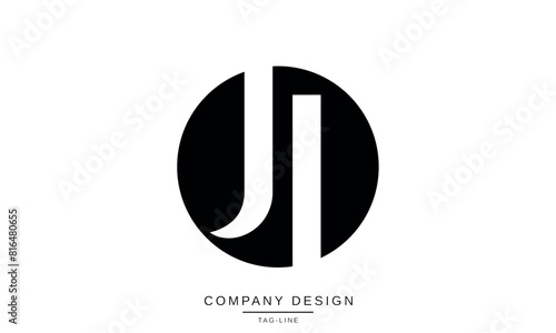 JI, IJ Abstract Letters Logo Monogram Design Font Icon Vector Initials