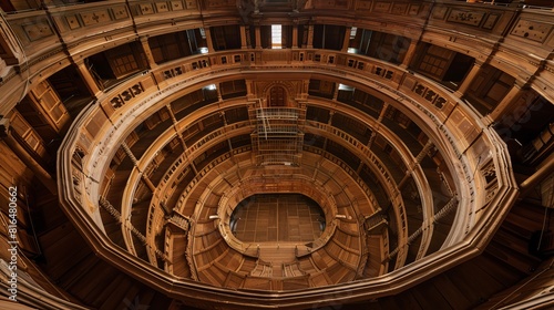 An aerial view of the oval-shaped operating theatre at the University of Padua s Renaissance medical school