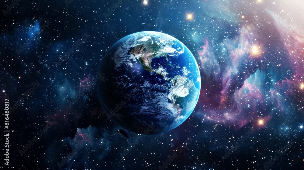 Fototapeta premium portrait of planet earth horizon in space