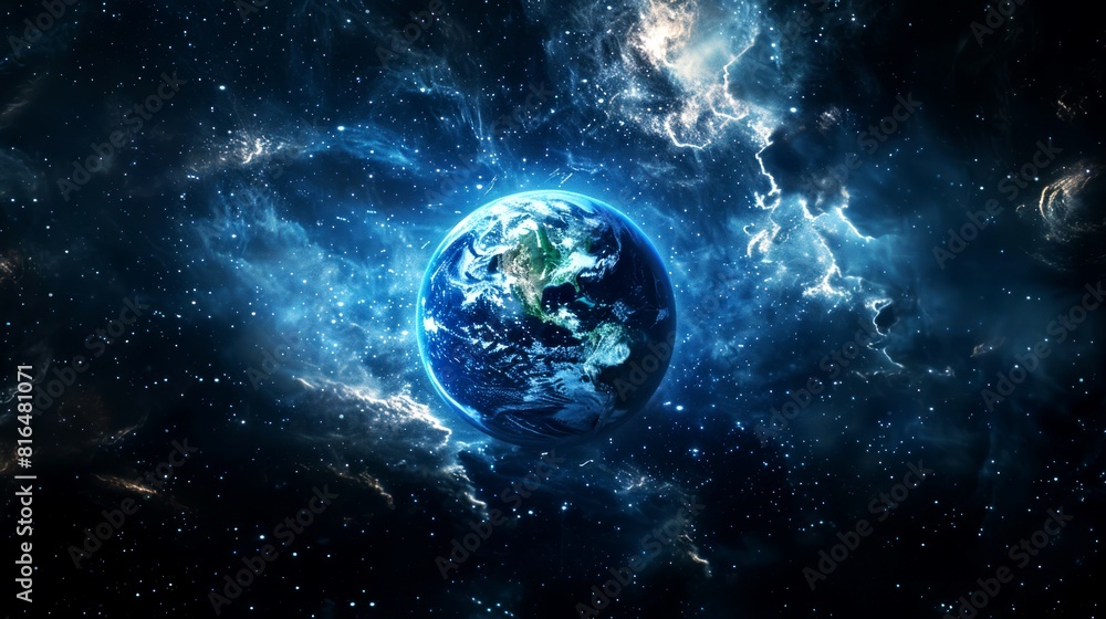 Fototapeta premium portrait of planet earth horizon in space