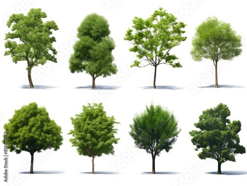 Group trees isolated on white background.