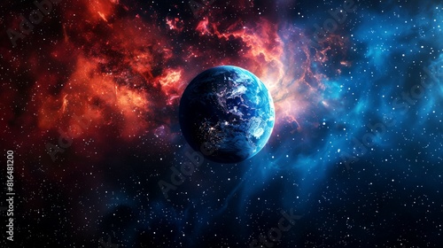 Fototapeta Naklejka Na Ścianę i Meble -  portrait of planet earth  horizon in space