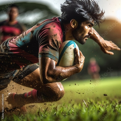 Male athlete rugby player in a match 