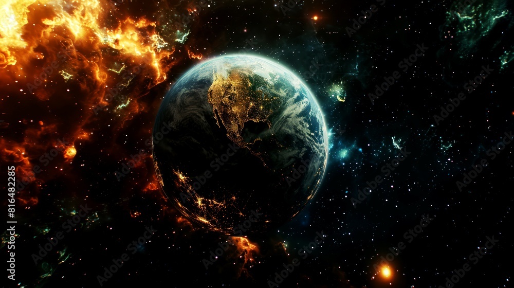 Obraz premium portrait of planet earth horizon in space