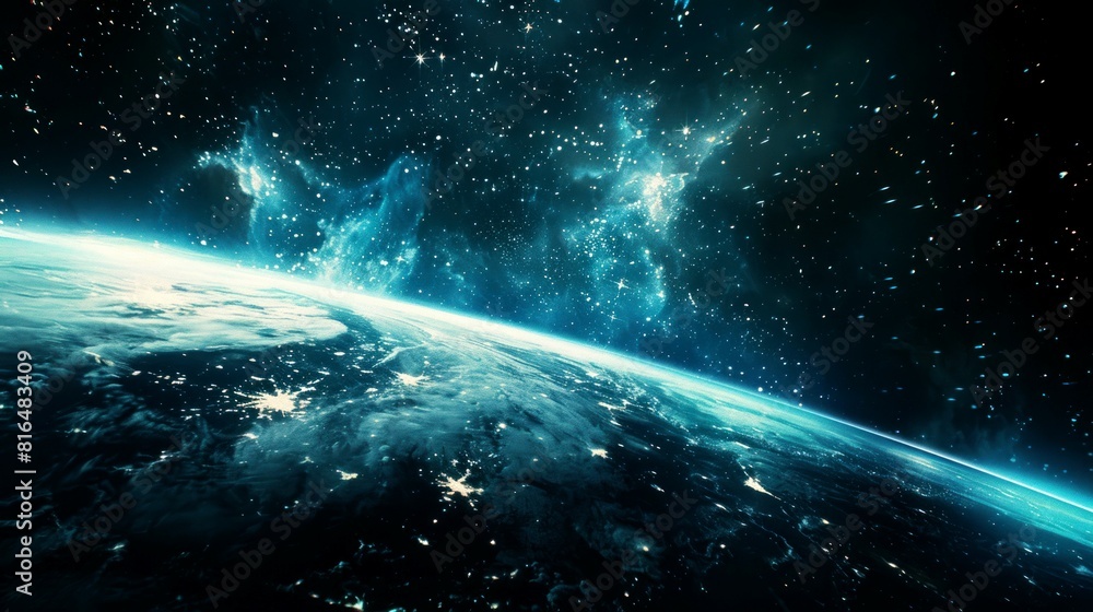 Fototapeta premium portrait of planet earth horizon in space