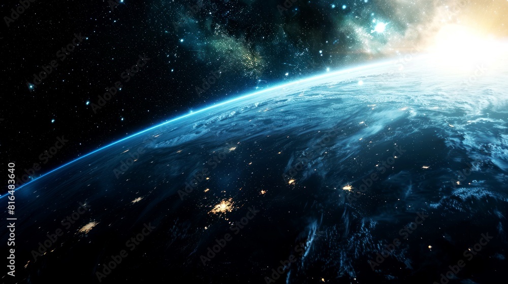 Fototapeta premium portrait of planet earth horizon in space