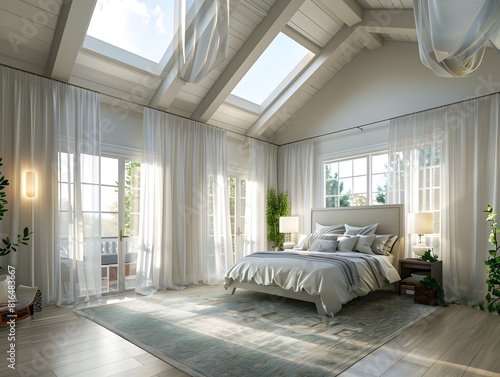 Elegant Master Bedroom Sanctuary A Blend of Contemporary and Traditional Design with Serene Vaulted