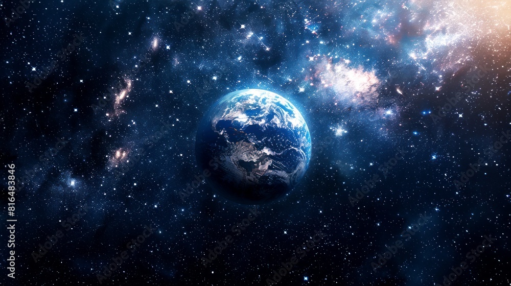 Naklejka premium portrait of planet earth horizon in space